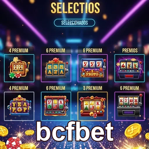 Seleções premium de cassino no BCFBet, destacando jogos e promoções exclusivas.
